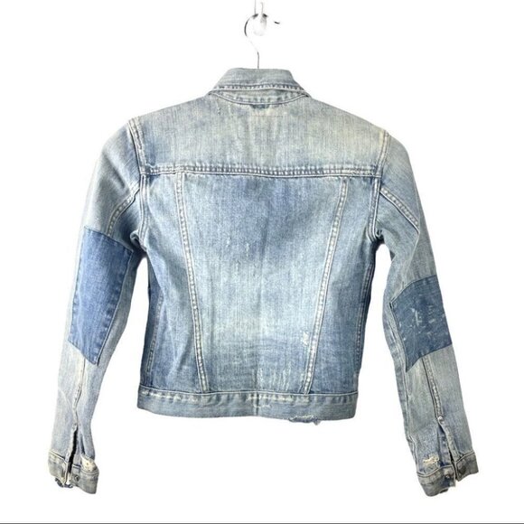 NWOT All Saints Serene Vintage Wash Patchwork Jean Jacket Size XS - Picture 8 of 13